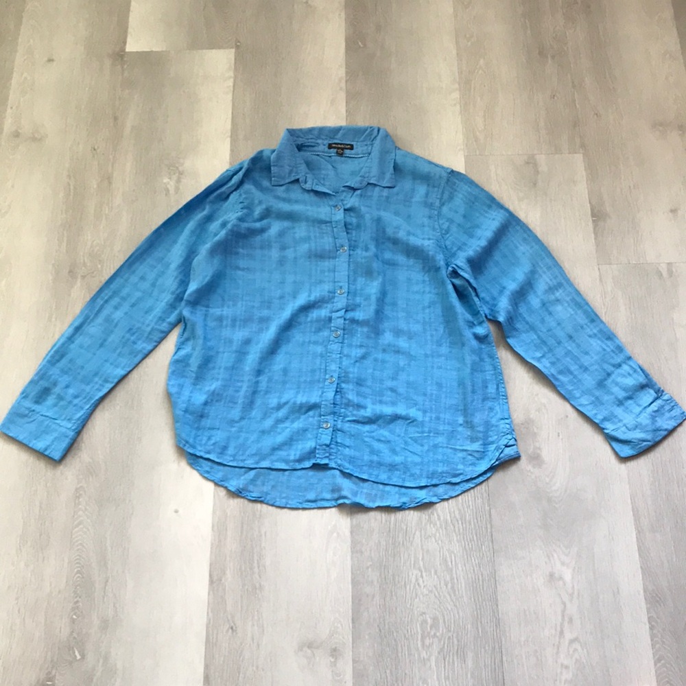 NEEDLE & CLOTH  LINEN BLUE LONG SLEEVE GAUZE BUTTON LONG SLEEVE XL